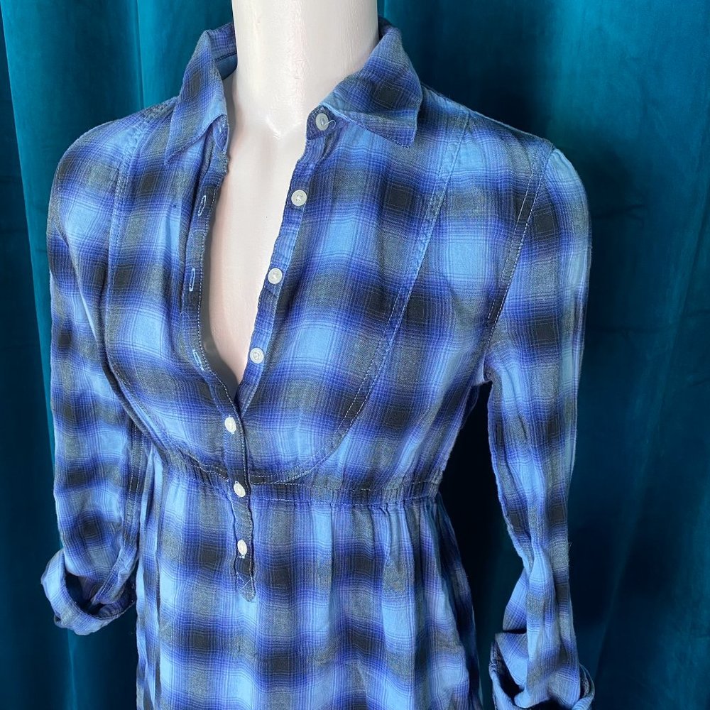 PINK by Victoria Secret Blue Plaid Popover Shirt Dress - Picture 4 of 11